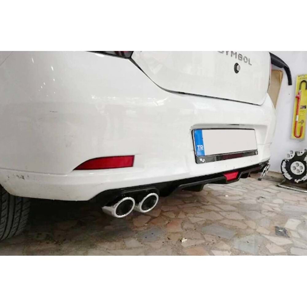 Universal Race A2 Style Rear Diffuser ABS / (Matte Black - Circle Exhaust Tips)