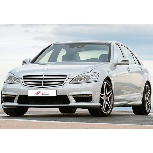 W221 S65 AMG Front Grille ABS / 2009-2013 (Chrome Frame + Piano Black)