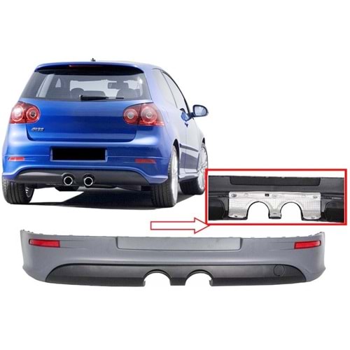 Golf 5 R32 Style Rear Bumper Extension Raw Surface ABS / 2003-2009