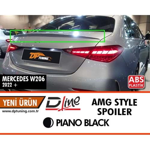 W206 AMG Style Rear Trunk Spoiler Piano Black ABS / 2021 After