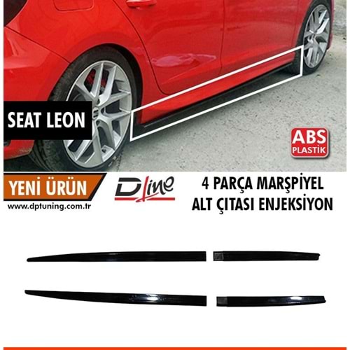 Leon MK3 Side Skirts Lower Lip Piano Black ABS / 2012-2020 (4 Pieces)
