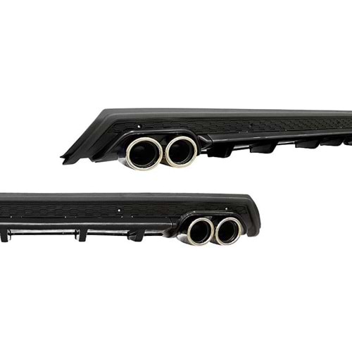 Universal Elit B Style Rear Diffuser ABS / (Piano Black + Matte Black - Circle Exhaust Tips)