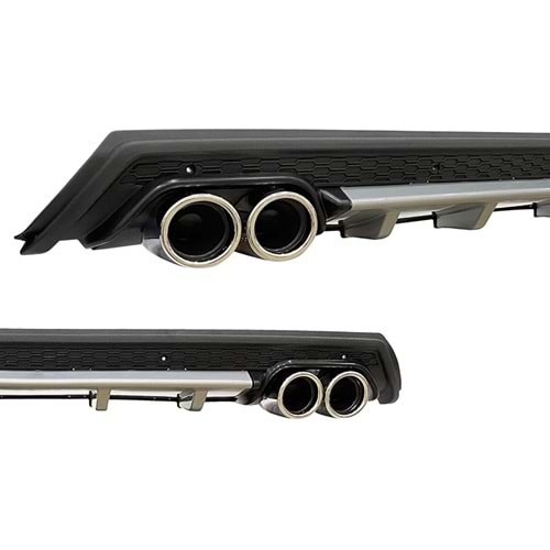 Universal Elit G Style Rear Diffuser ABS / (Grey + Matte Black - Circle Exhaust Tips)