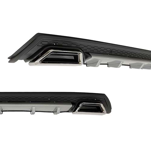 Universal Elit Plus G Style Rear Diffuser ABS / (Grey + Matte Black - Square Exhaust Tips)