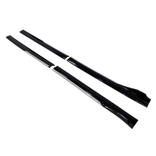 Universal Race Style Side Skirt With Flaps Piano Black ABS / Gray