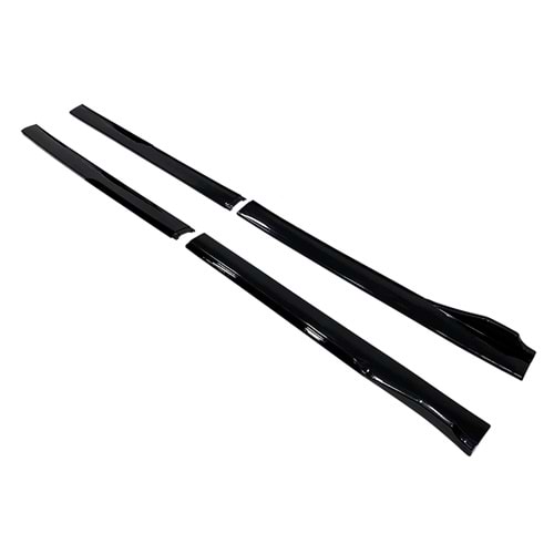 Universal Race Style Side Skirt With Flaps Piano Black ABS / Piano Black