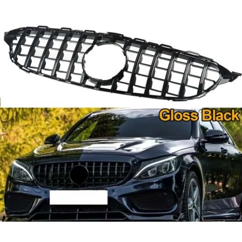 W205 GTR Front Grille Piano Black ABS / 2015-2018